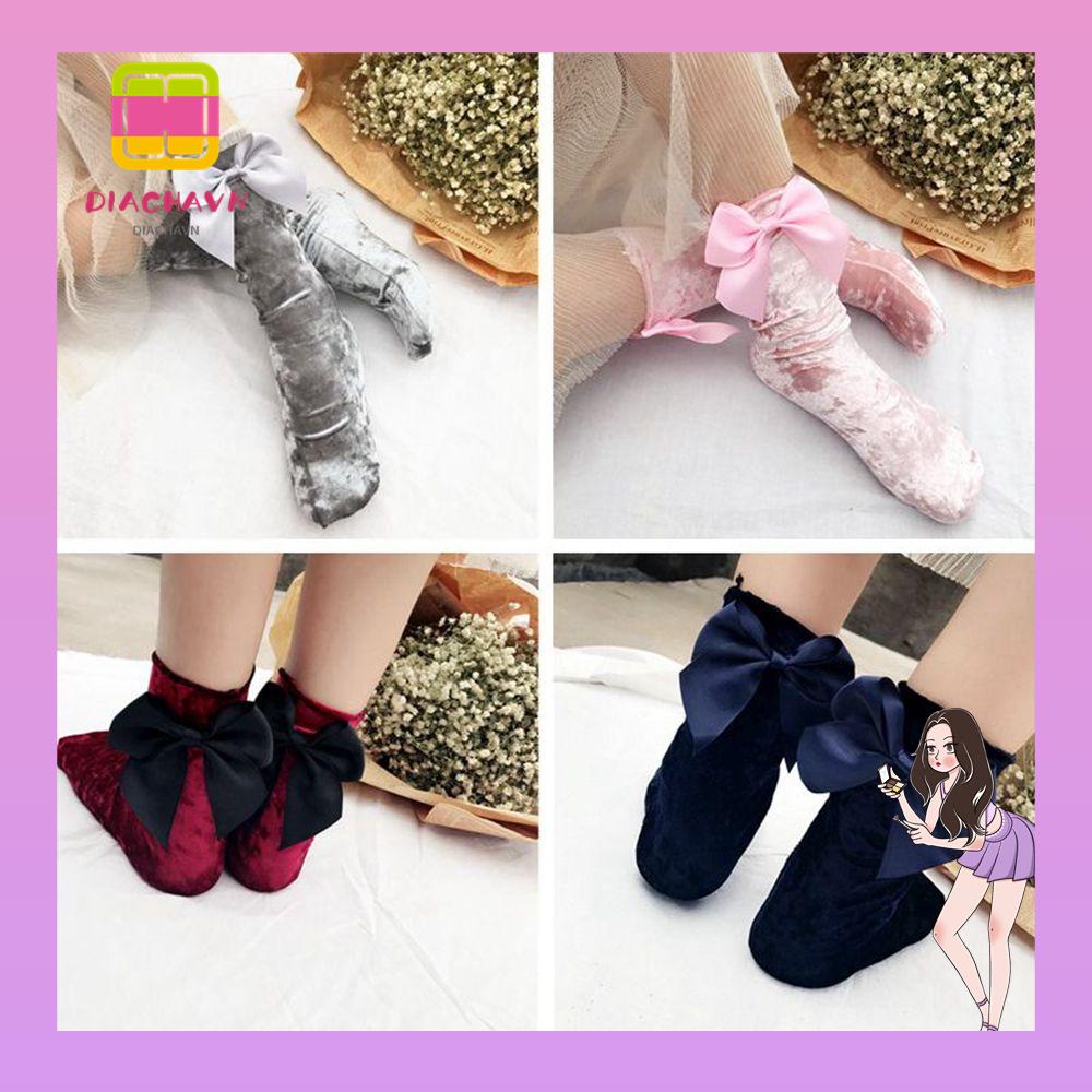 Vớ Nhung Giữ Ấm Họa Tiết Dễ Thương Thời Trang Mùa Đông