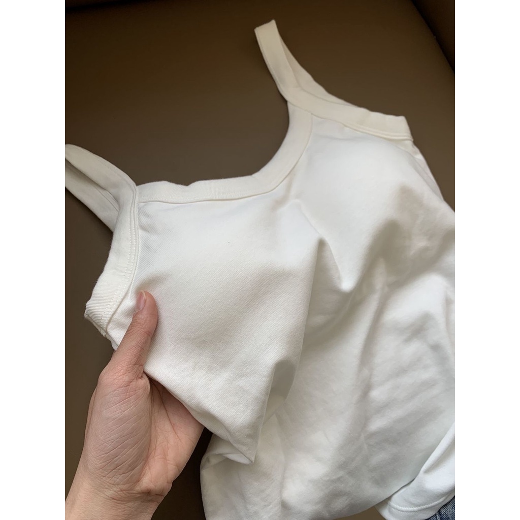 Áo Hai Dây Cổ Chữ U Màu Sắc Đơn Giản Cho Nữ