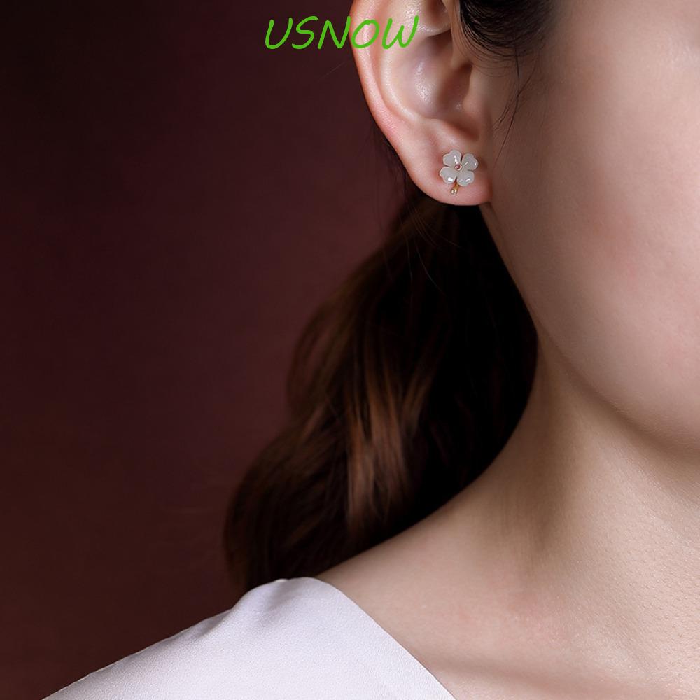 USNOW Khuyên Kẹp Vành Tai Hình Bông Hoa Phong Cách Pháp Cổ Điển Sang Trọng Thời Trang Cho Nữ