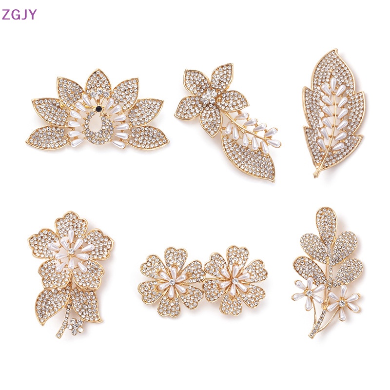 Ghim Cài Áo Hình Hoa Lá Đính Ngọc Trai Thời Trang Cho Nữ Mới