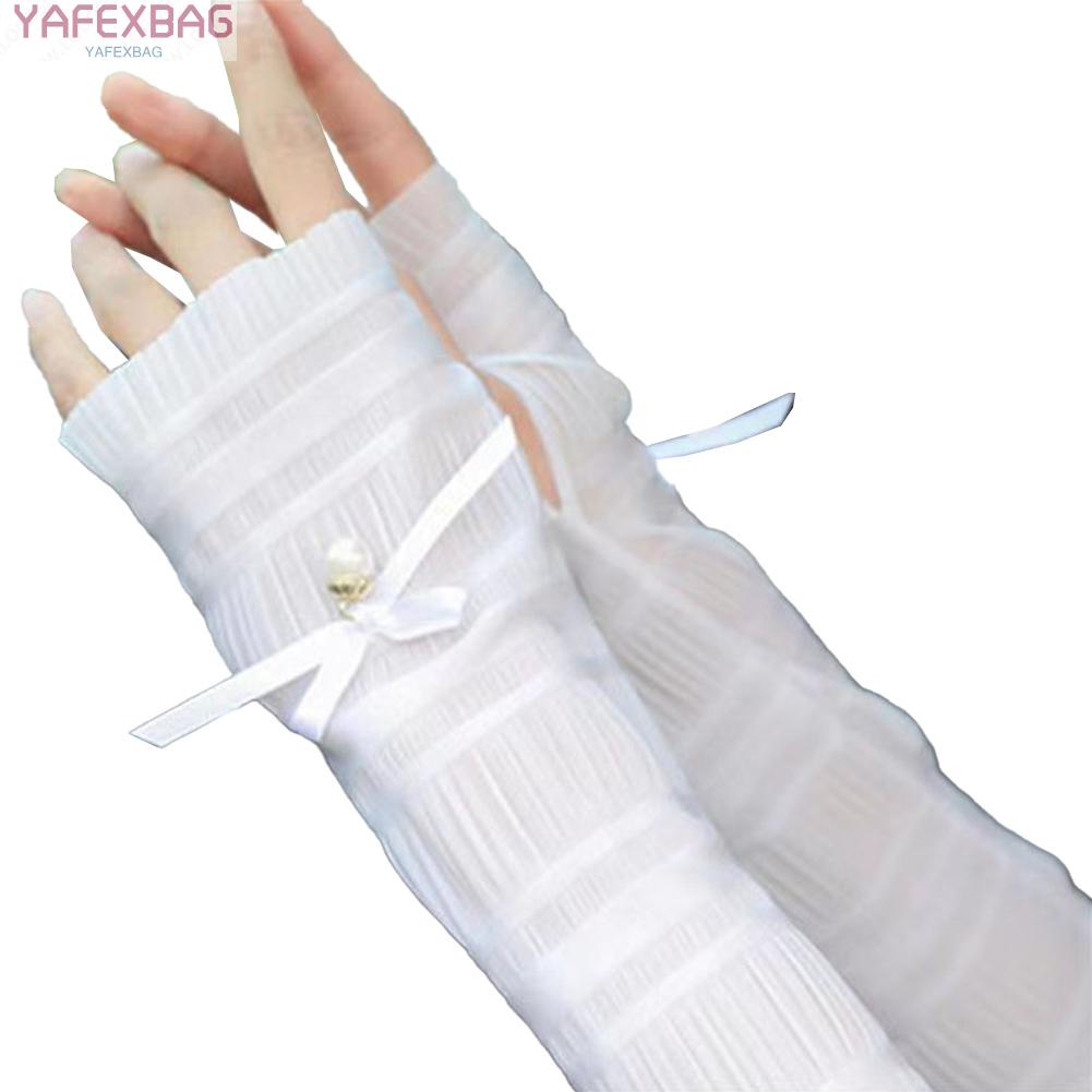 Women's Elegant Sunscreen Gloves Soft Lace Fingerless Sleeves for Outdoor Sports