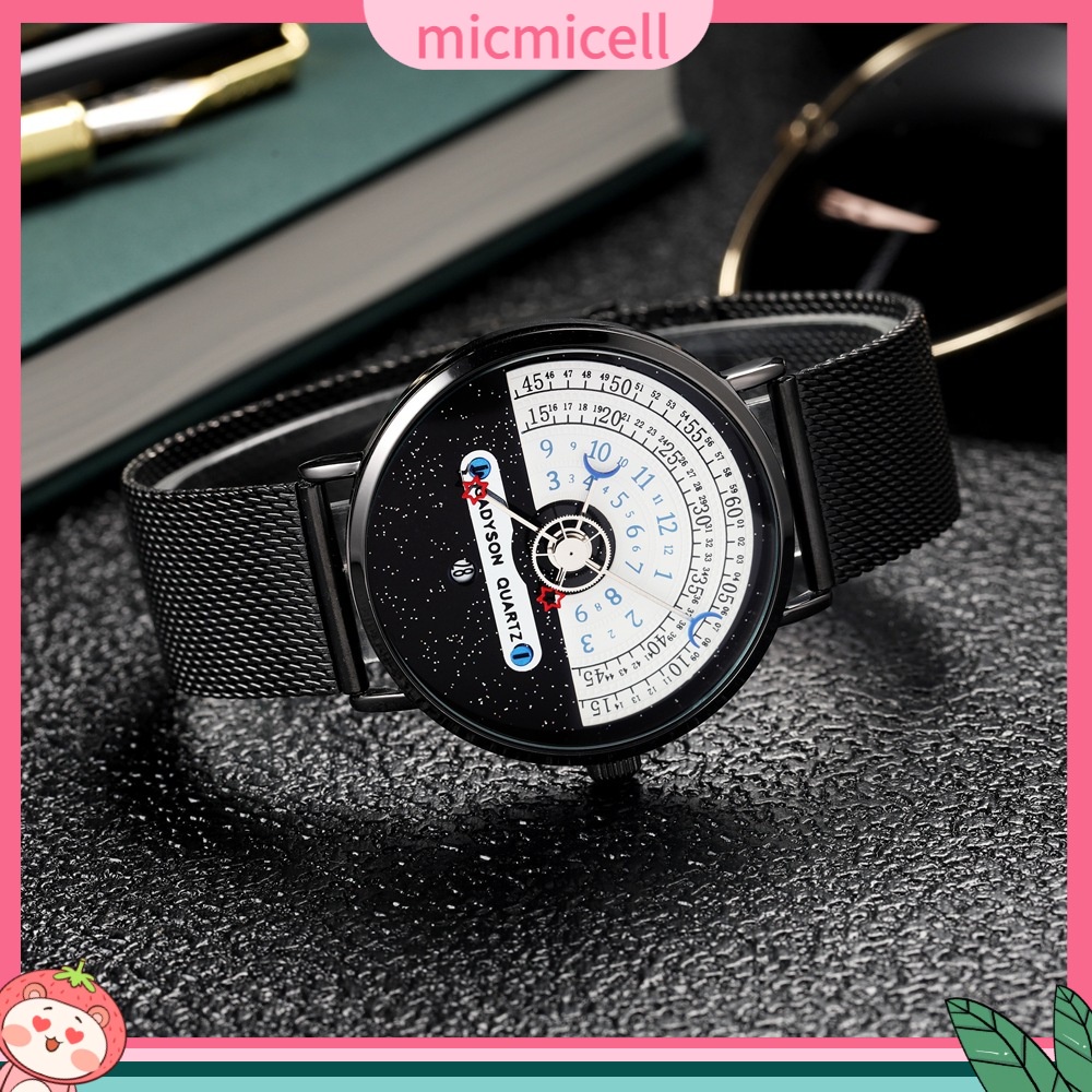 Đồng Hồ quartz Nam Hiển Thị Ngày Thời Gian Bán Ngày Màu Trắng Đen