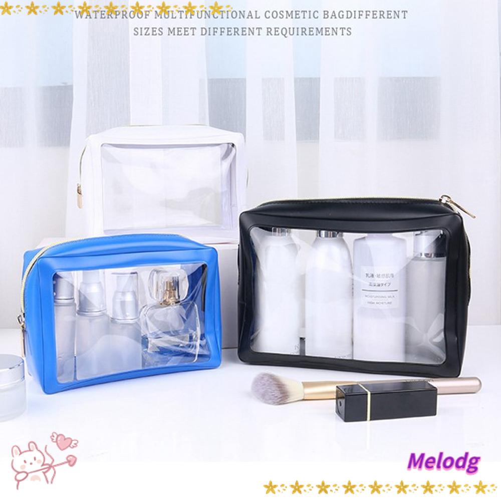 MELODG Túi Đựng Mỹ Phẩm Bằng PVC Trong Suốt Có Khóa Kéo Tiện Dụng Ốp
