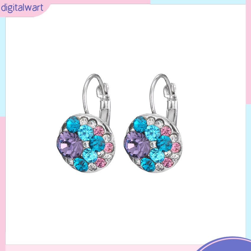 Bông Tai Tròn Đính Đá Nhiều Màu [DG] Bằng Hợp Kim Dành Cho Nữ