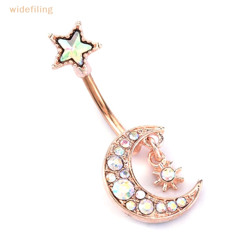 Khuyên Rốn Hình Ngôi Sao Mặt Trăng Đính Đá Pha Lê 14G