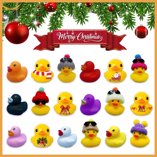Bộ 24 Chú Vịt Cao Su Trang Trí Giáng Sinh Vui Nhộn