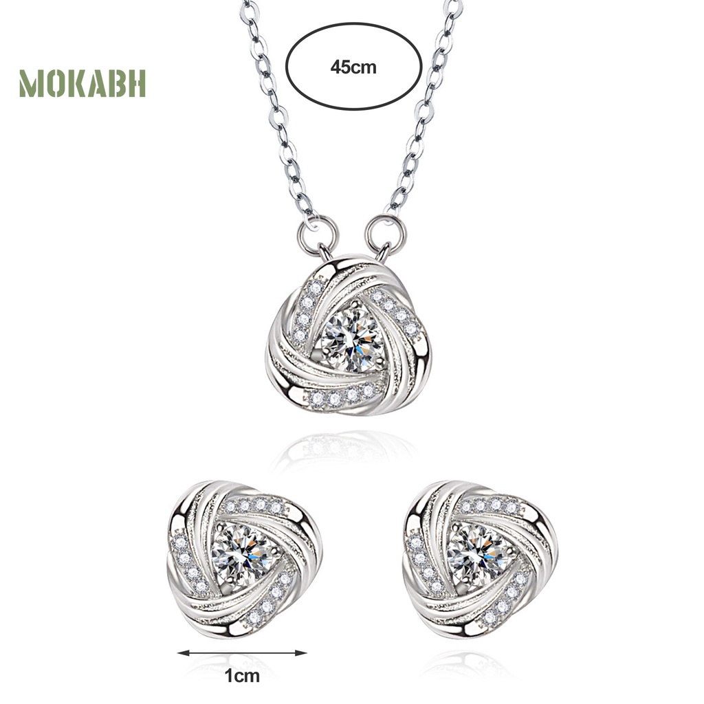 Bộ 2 Vòng cổ + Bông Tai + Nhẫn Hình Cánh Hoa Lấp Lánh Thời Trang