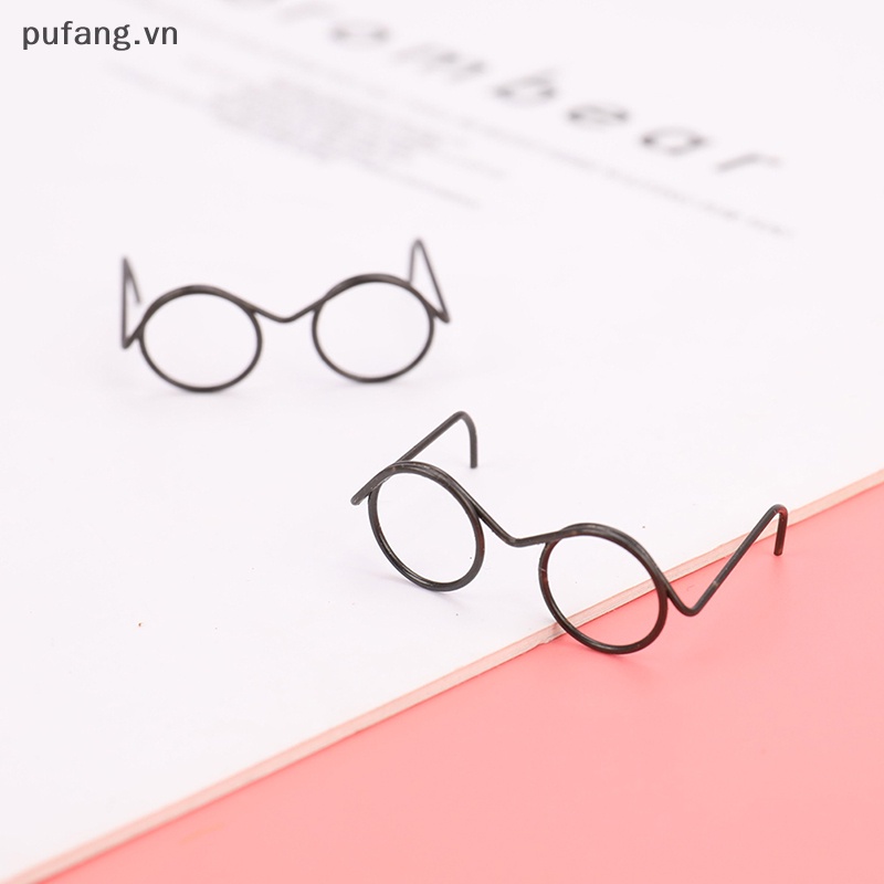 Pufang thời trang khung tròn không thấu kính retro kính búp bê mát mẻ cho phụ kiện búp bê vn
