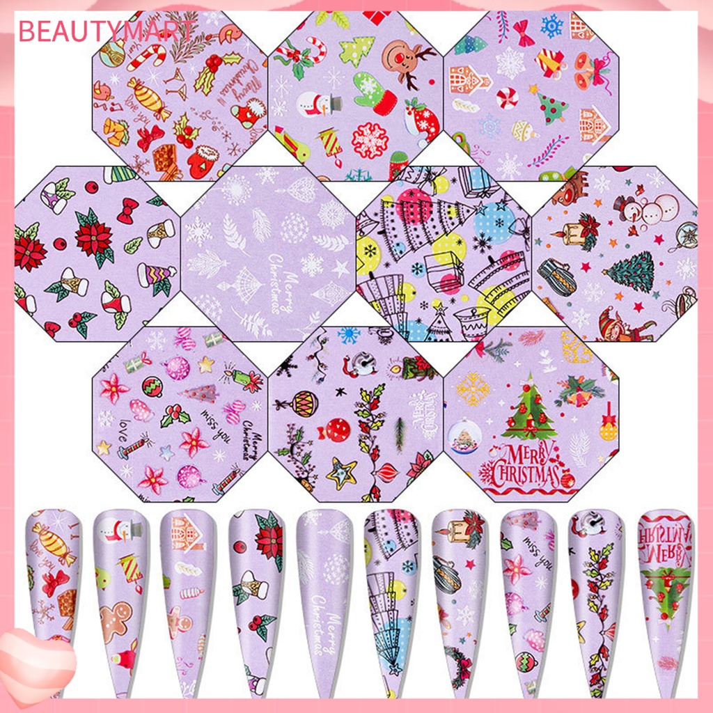 Set 10 Miếng Dán Trang Trí Móng Tay Siêu Nhẹ Dễ Sử Dụng