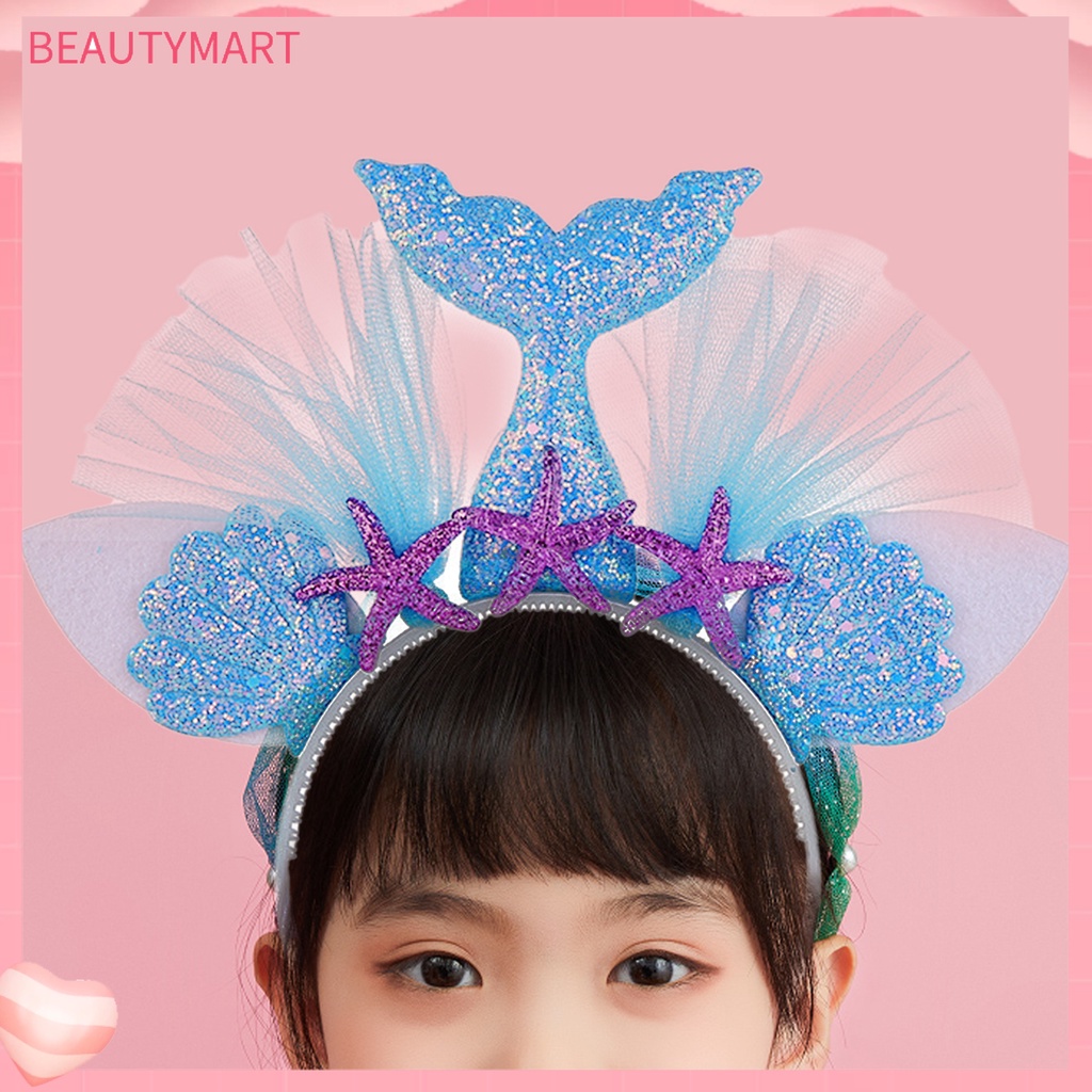 [beautymart] Băng Đô Đuôi Cá Đính Kim Sa Độ Co Giãn Cao Không Biến Dạng Cho Bé Gái