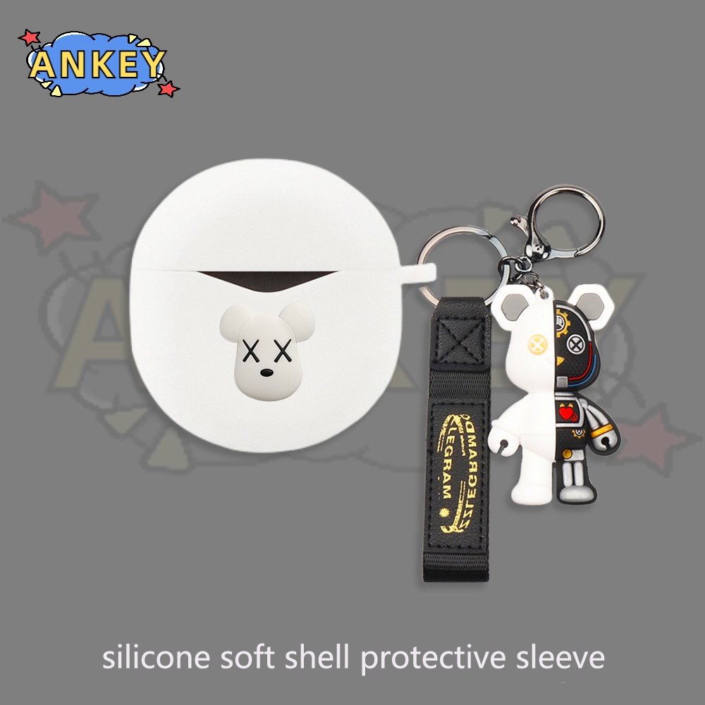 For SoundPEATS Air 4 / Air 3 Deluxe / Capsule 3 Pro Earphone Silicone Case Blue Kaws Earbuds Protective Headphone Cover Headset Skin with Pendant