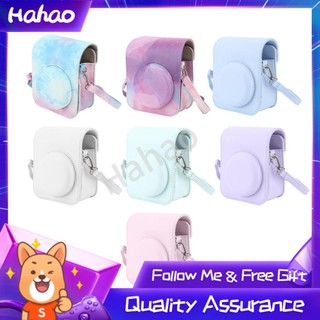 Hahao Túi bảo vệ tức thì mini Hộp đựng PU có dây đeo vai có thể điều chỉnh cho Fujifilm Instax 12