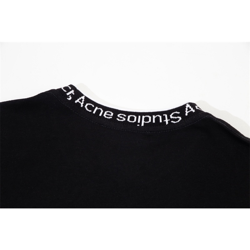 Ac-ne &amp; Stu-dios &amp; - Áo Thun Tay Ngắn Cổ Tròn Dáng Rộng Màu Trơn Có Gân In Chữ Thời Trang Cho Nam Và Nữ