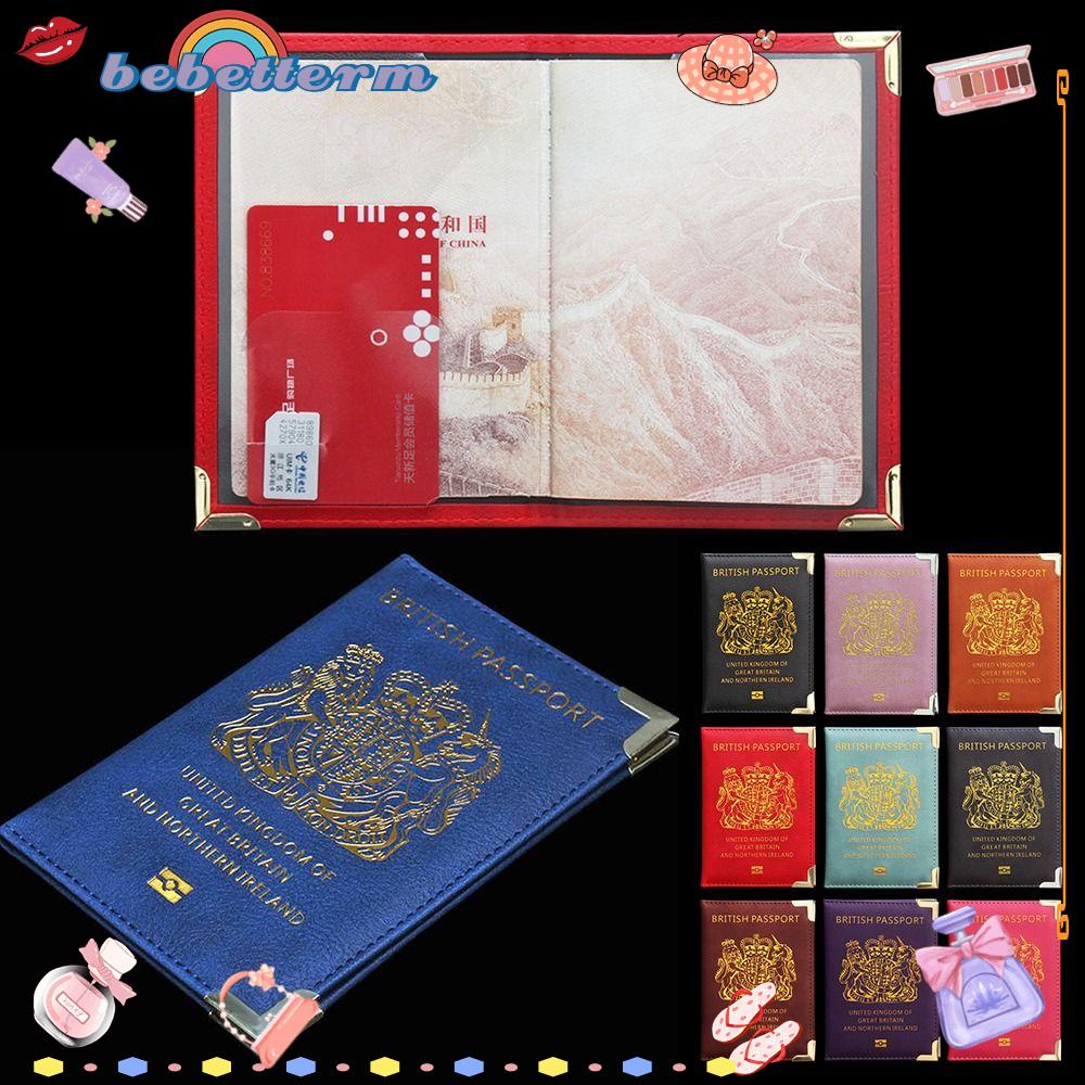 BEBETTERM Set 2 Ví Da Pu Đựng Hộ Chiếu Và Thẻ Tiện Dụng Phong Cách Anh Quốc