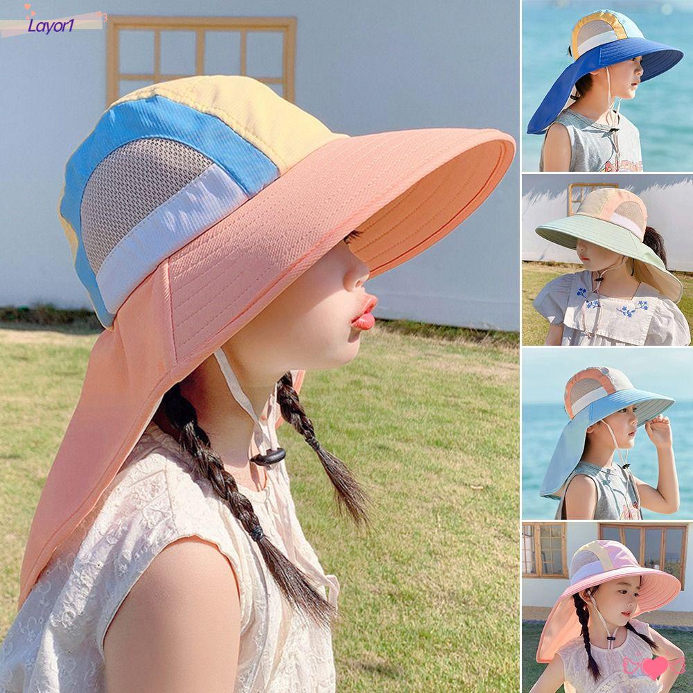 Nón Rộng Vành Thoáng Khí Kèm Dây Đeo Cổ Thời Trang Đi Biển Mùa Hè Hàng Mới Dành Cho Bé LAYOR1