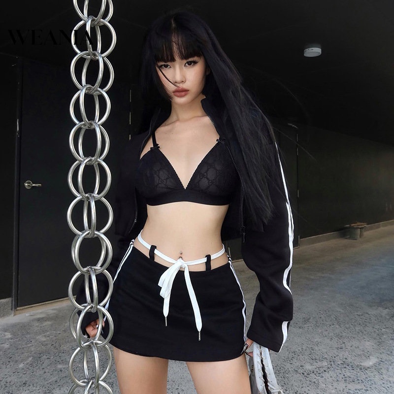 Weania Quần Short Dây Khối Màu Lưng Cao Thời Trang Đường Phố Cho Nữ (Mặc Cả Hai Mặt)