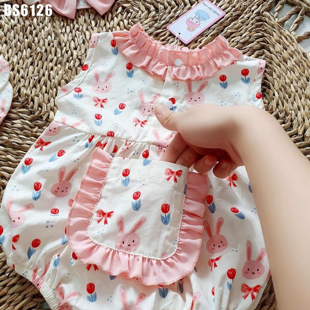 Set bodysuit cho bé kèm nón tất MINTSCLOSET Mint's Closet body thỏ hồng cho bé gái sơ sinh 1 2 3 tuổi - BS6126
