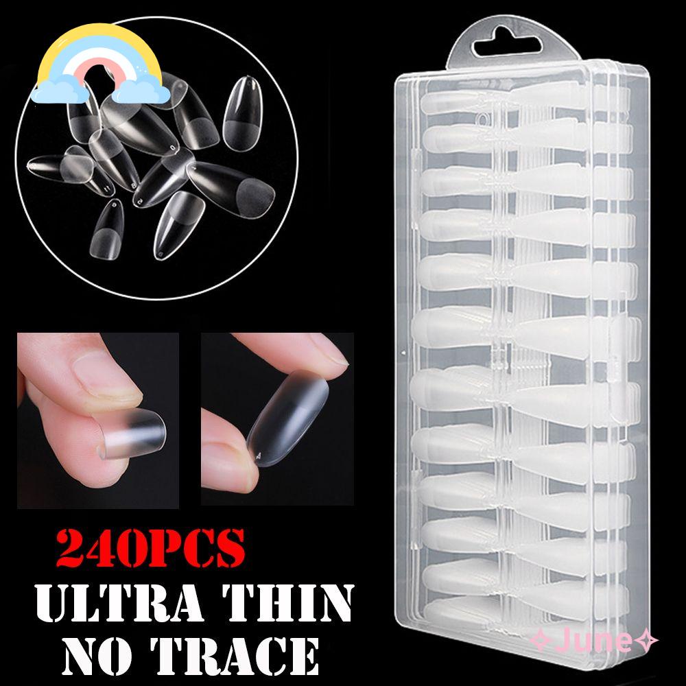 JUNE Bộ 240 Móng Tay Giả Bán Nhám Che Phủ Toàn Diện Cho Múa Ba Lê