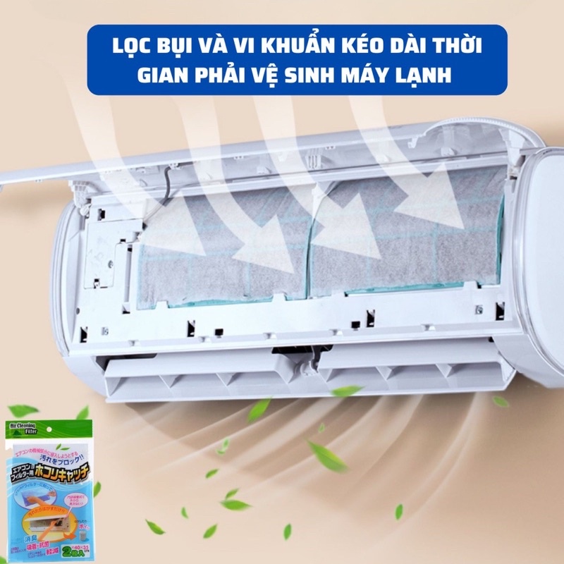 Màng lọc bụi điều hòa không khí, (Túi 2c) Tấm giấy bông lọc chắn bụi máy lạnh hàng Tốt