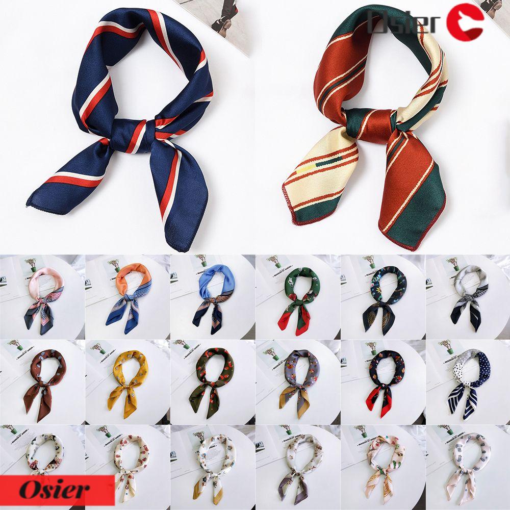 OSIER1 Khăn Choàng Cổ Hình Vuông In Họa Tiết Hoa Phong Cách Vintage Dành Cho Nữ