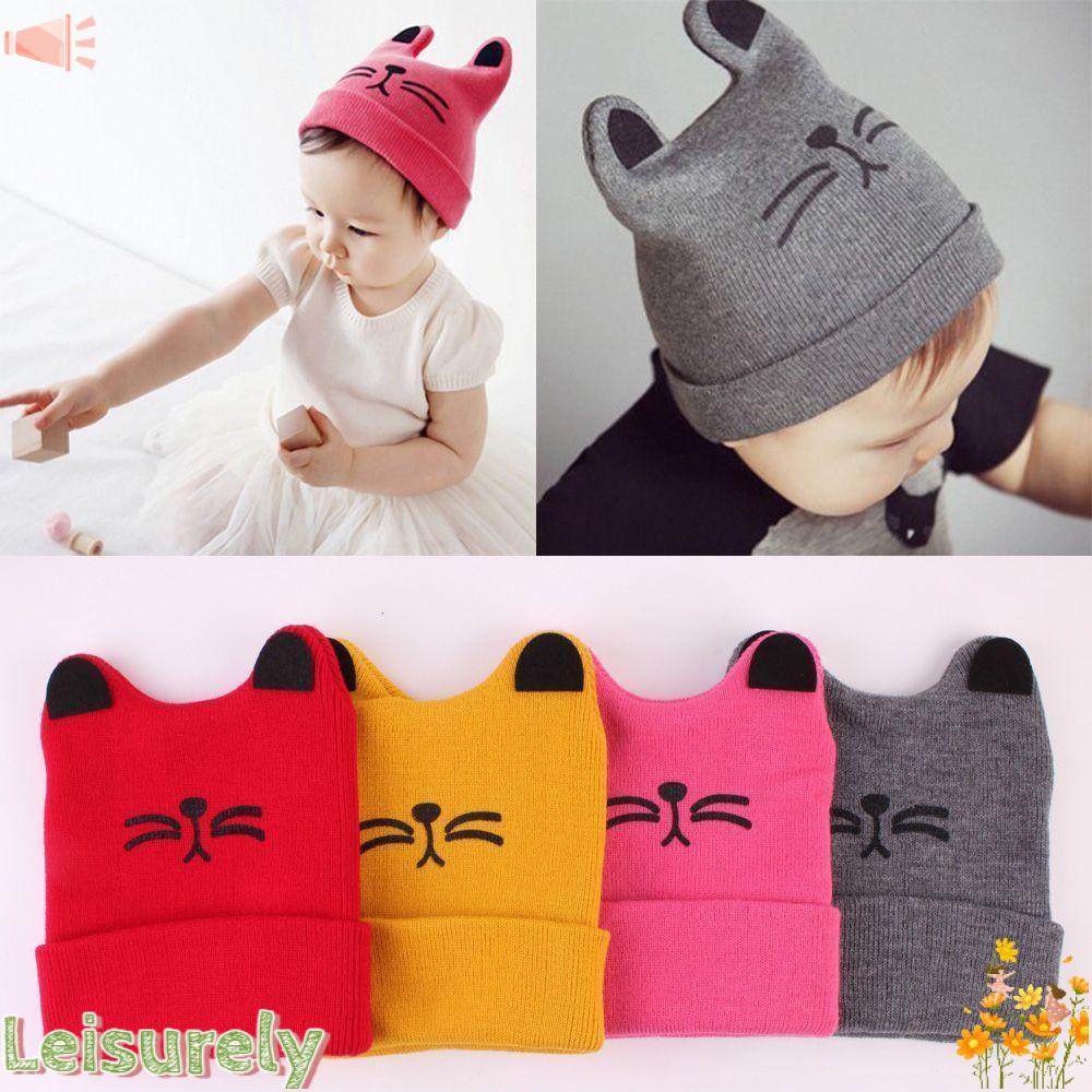 LEILY Mũ Len Tai Mèo Mềm Mại Cho Bé