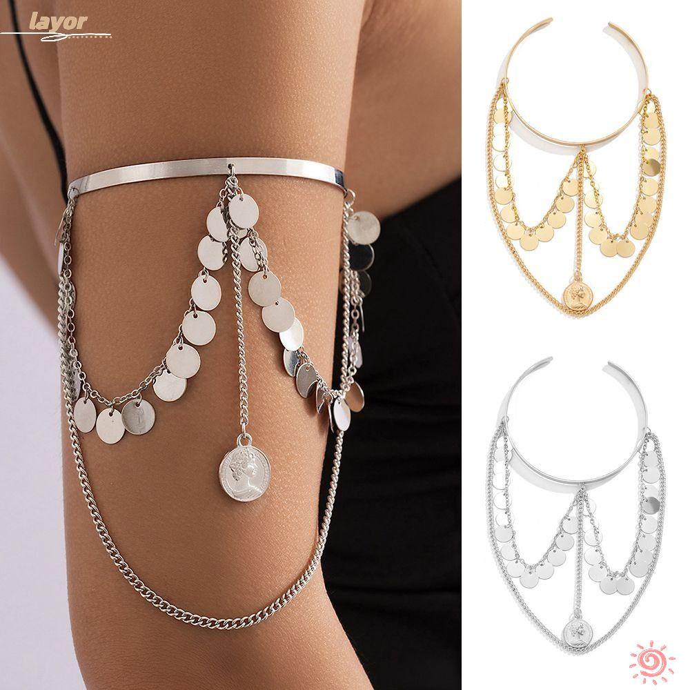 LAY Vòng Đeo Bắp Tay Màu Bạc / Vàng Điều Chỉnh Được Kích Cỡ Được