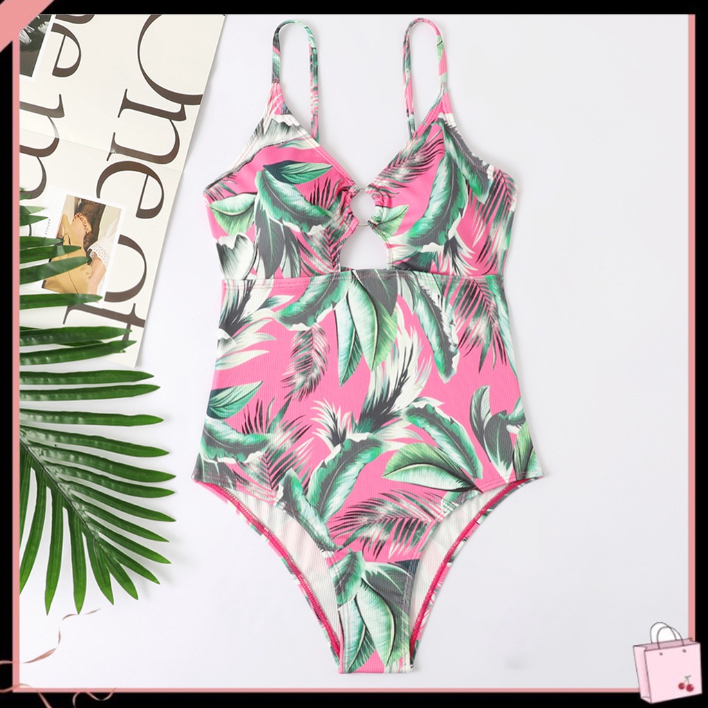 {Soltweter} Đồ Bơi Một Mảnh Hở Lưng Co Giãn In Hoa Có Dây Cột O Cho Mùa Hè