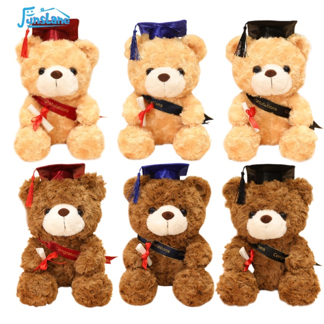 Búp bê nhồi bông FUNSLANE hình gấu đội nón tốt nghiệp dễ thương