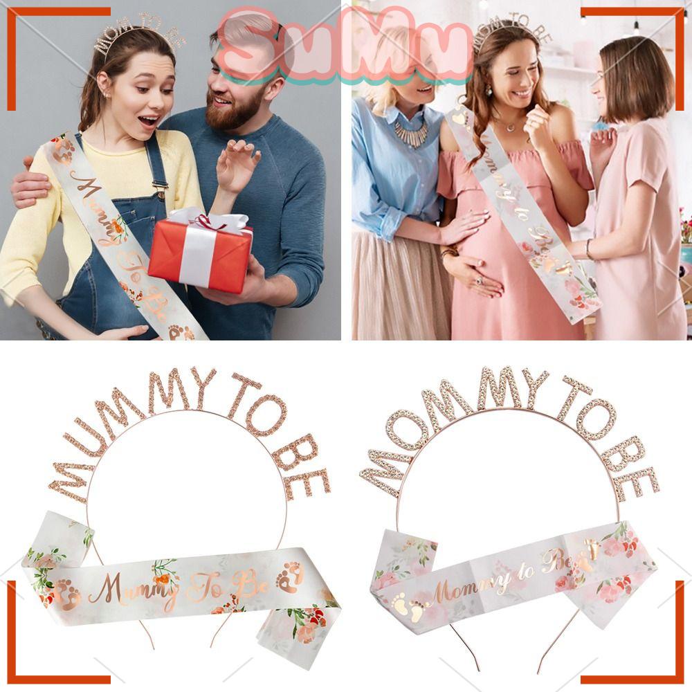 Set Ghim Cài Áo In Chữ MOM To Be Sash Màu Hồng Cho Bé Gái