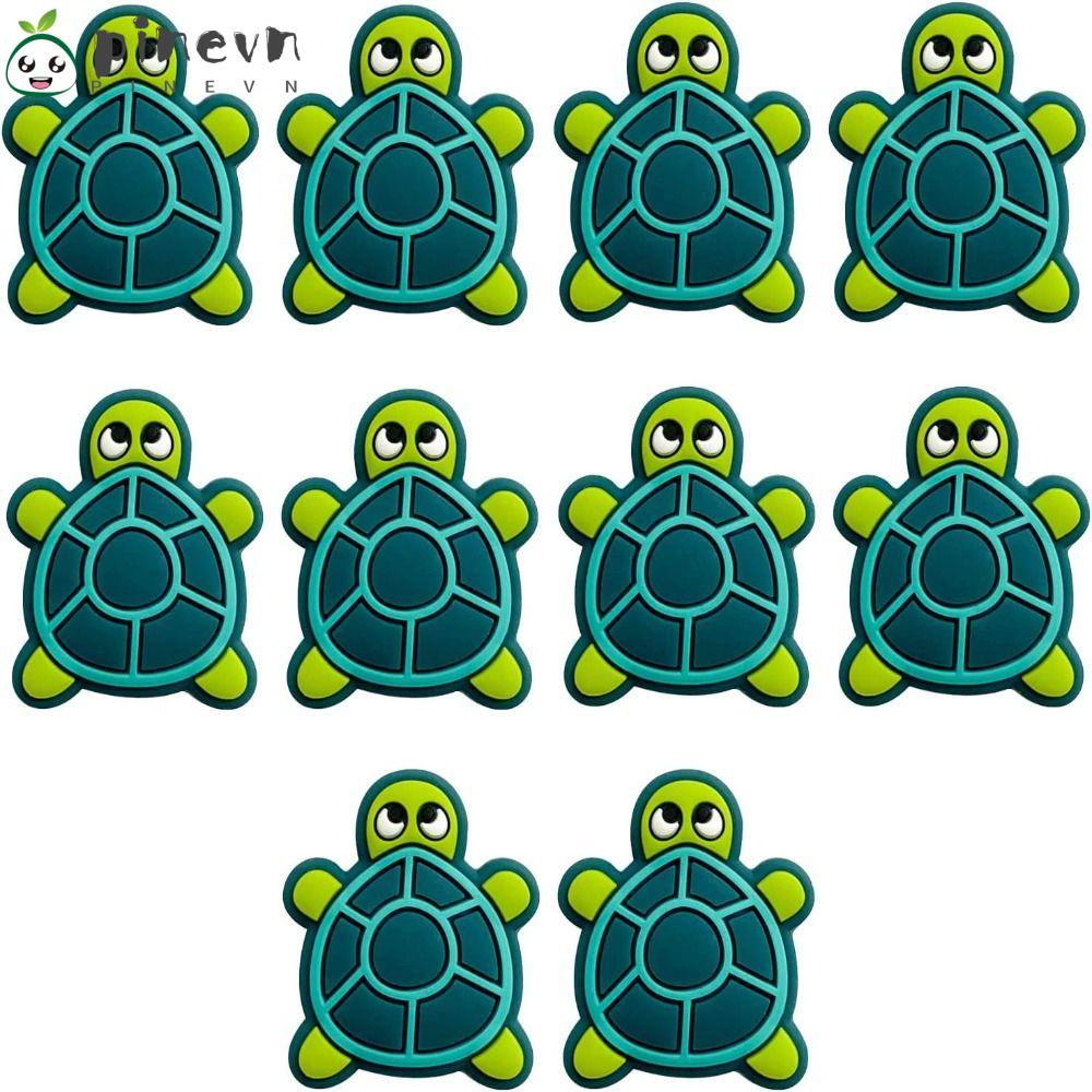 PINEVN Bộ 10 Hạt Nhựa Silicone Tự Làm Dây Chuyền, Móc Khóa Hình Rùa