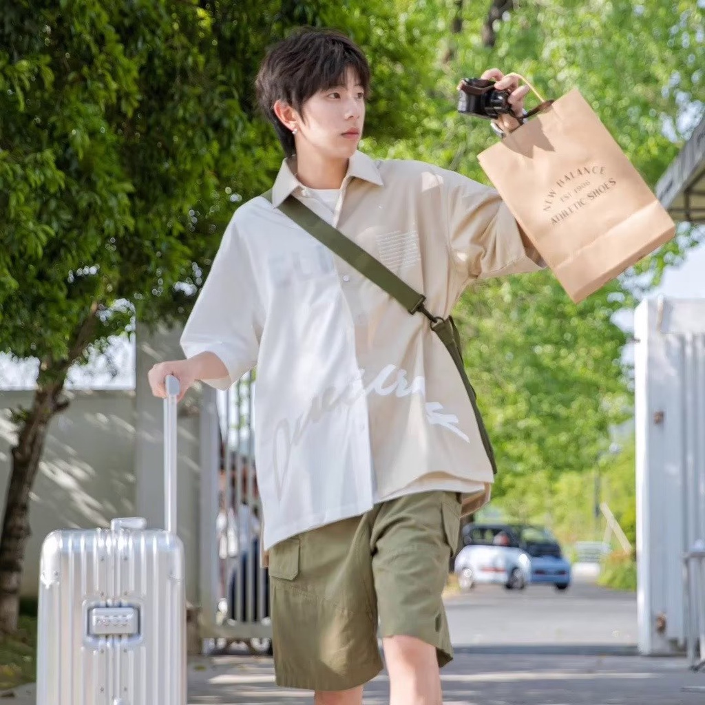 Áo Sơ Mi Nam Cổ Bẻ Phong Cách Hàn Quốc, Thiết Kế Màu Sắc Phong Cách Cổ Điển, Rộng Rãi, Chất Lượng Cao, Áo Sơ Mi Mới Cho Mùa Hè