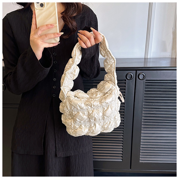 Carlyning Style Cozy Soft M Women's Bag Jennie Cos Túi Xách Đeo Vai Vải Cotton Mềm Họa Tiết Hình Học Sức Chứa Lớn Thời Trang Cho Nữ