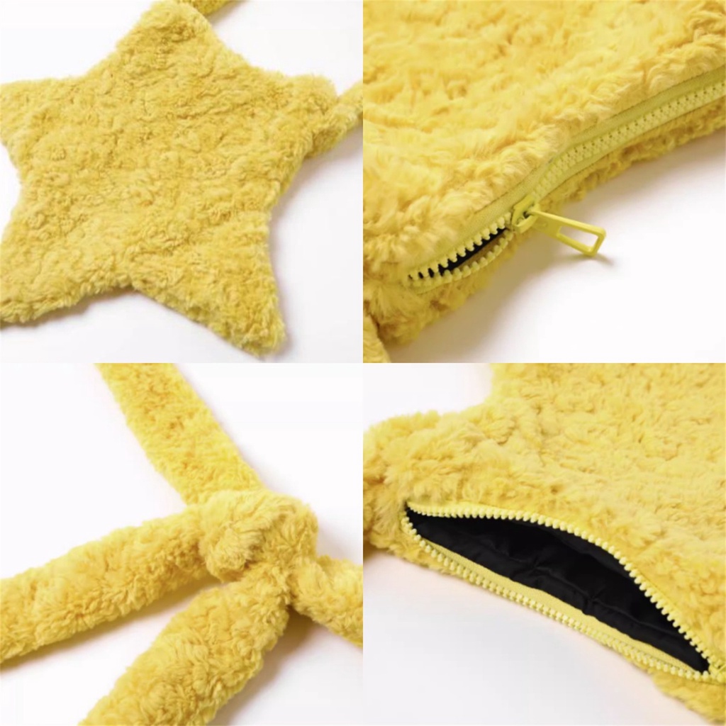 Túi Đeo Chéo Bằng Lông Nhung Mềm Nhẹ Màu Kẹo Hình Ngôi Sao Phong Cách Đường Phố