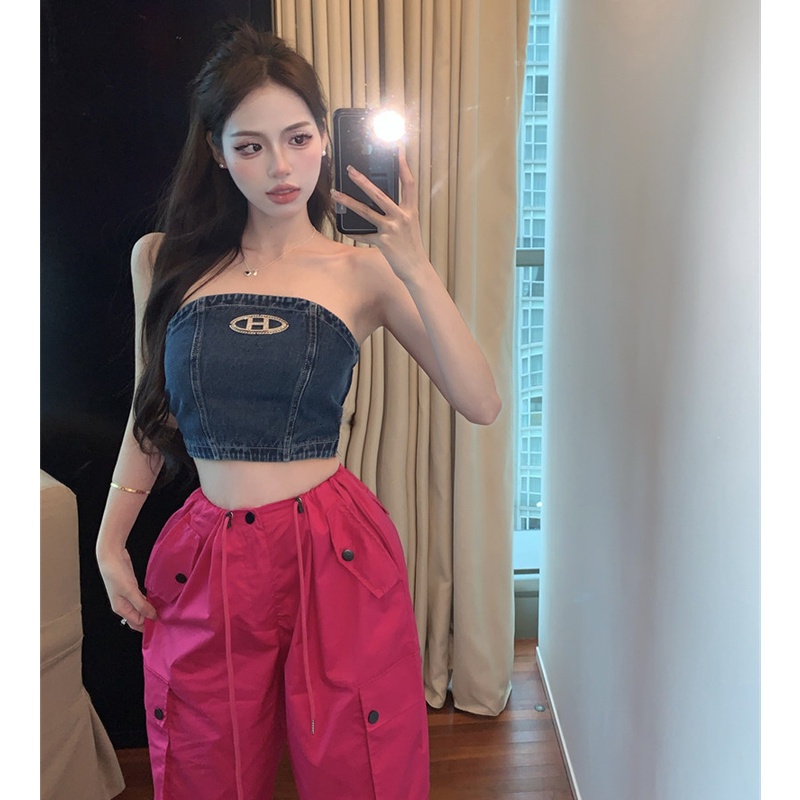 Áo Không Tay Chất Liệu Denim Cao Cấp Thời Trang Dành Cho Mùa Hè