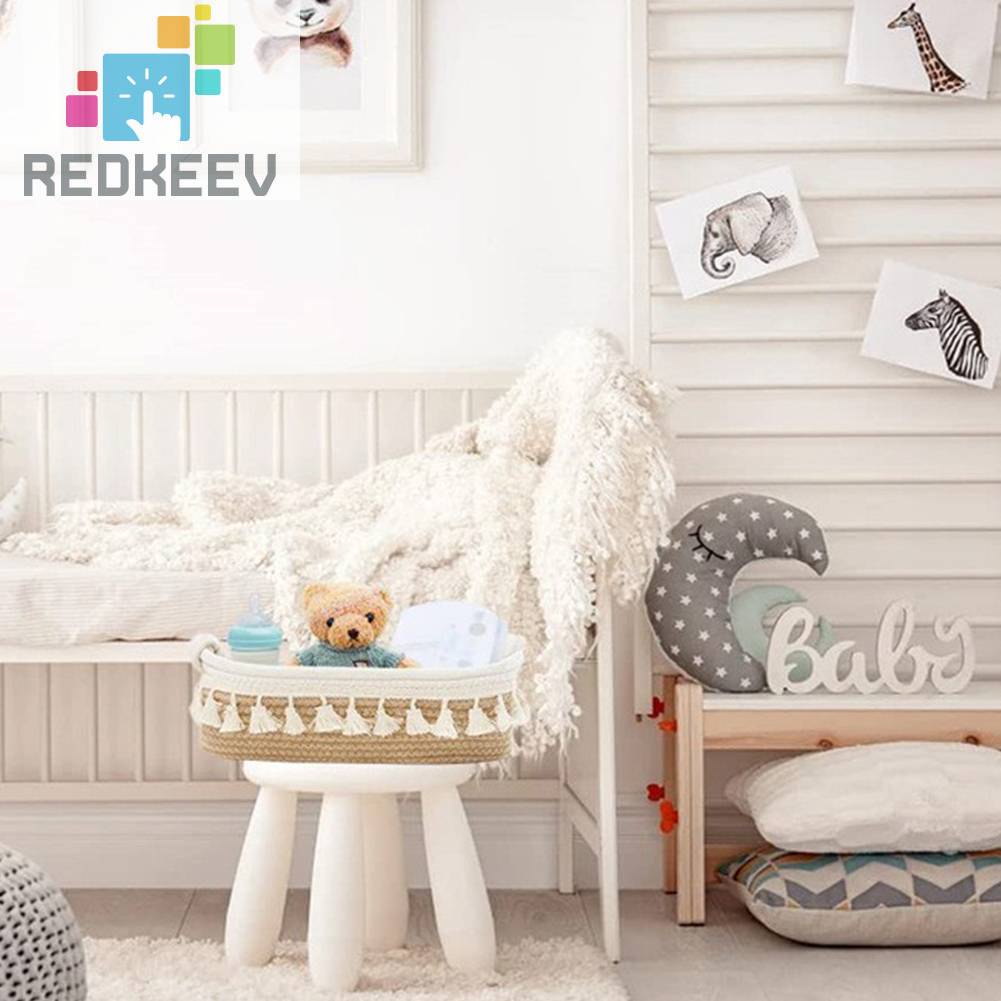 Giỏ Đan Sợi Cotton Hình Chữ Nhật Phong Cách Boho Đa Ứng Dụng Cho Nhà Ở / Văn