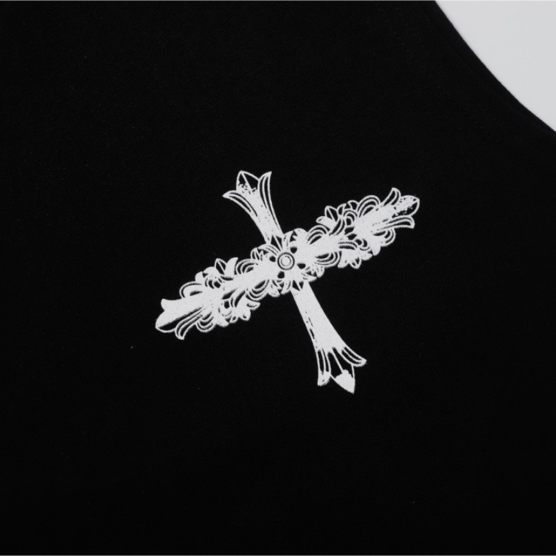 Áo Thun Ba Lỗ Dáng Rộng In Chữ Chrome Hearts Thời Trang Cho Nam Và Nữ