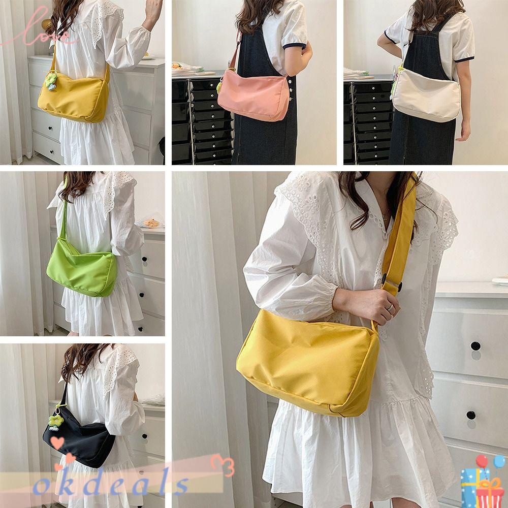 Túi Xách Đeo Vai Vải Bạt Ngăn Chứa Rộng Đơn Giản Cho Nữ