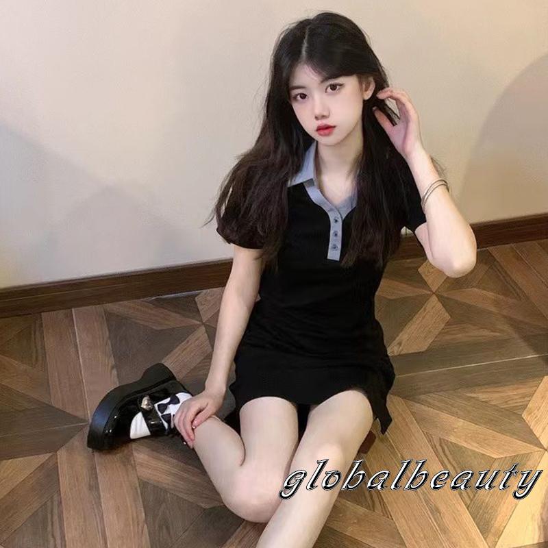 Đầm Ngắn Tay Cổ Bẻ Form Ôm Phong Cách Đường Phố Thời Trang Mùa Hè