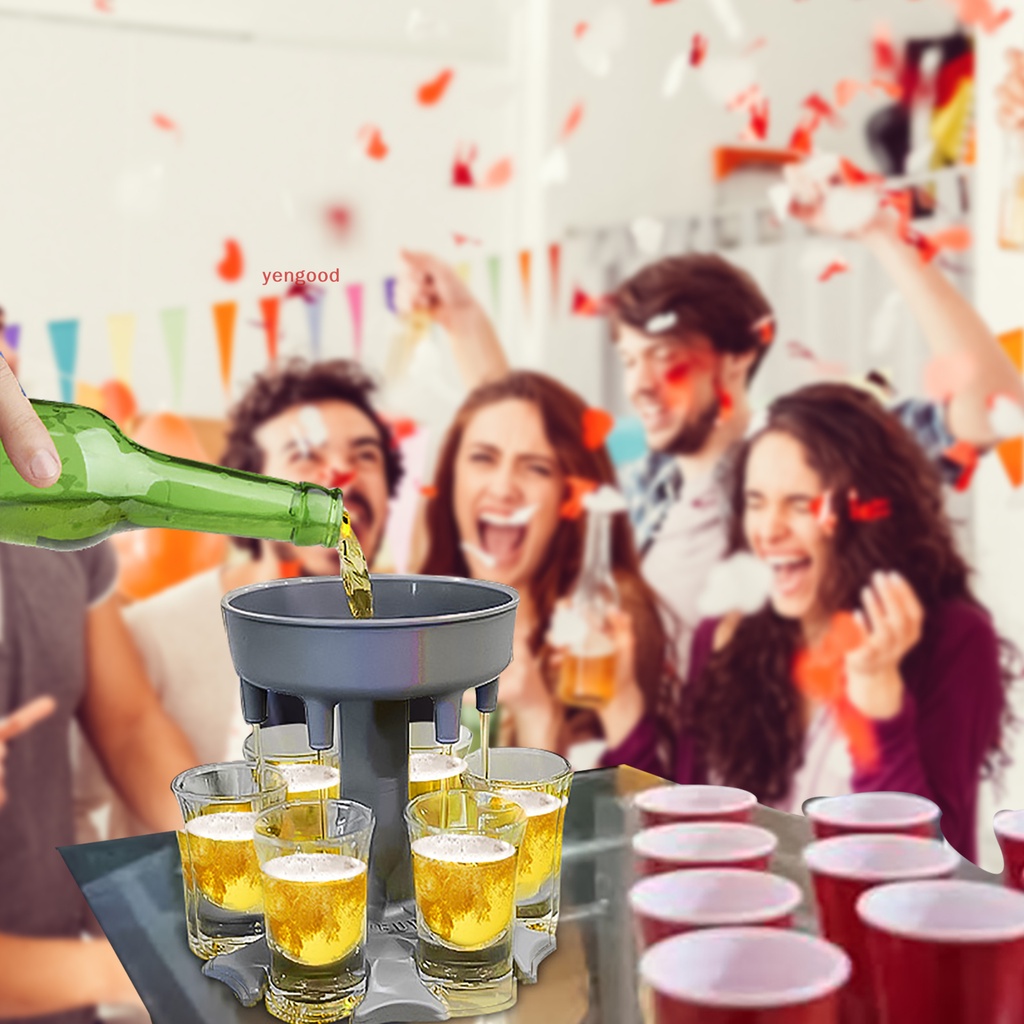 Giá Đỡ Bình Nước 6 Ngăn Bằng Thủy Tinh Tiện Dụng Cho Các Bữa Tiệc