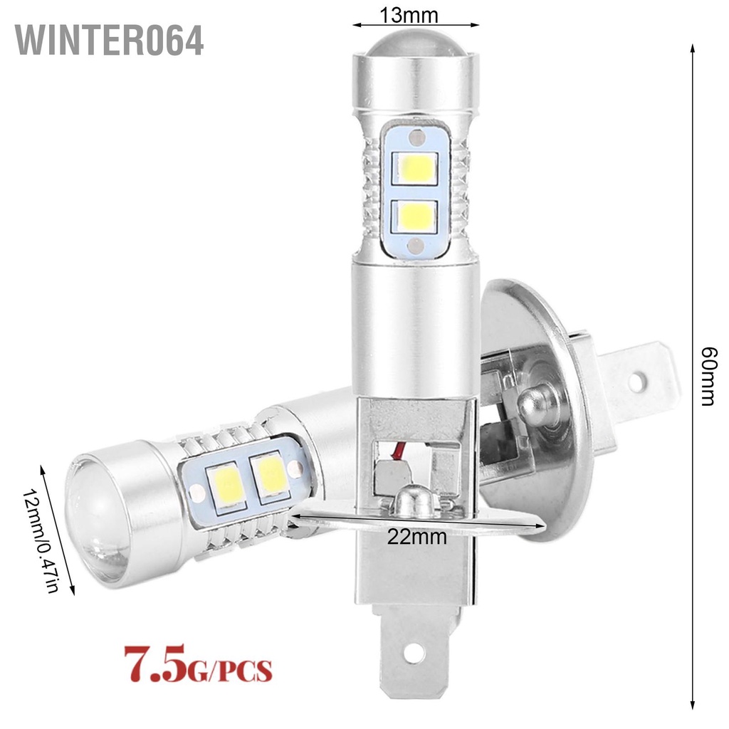 Winter064 2x H1 6000K Bộ bóng đèn pha LED siêu trắng 100W Đèn sương mù