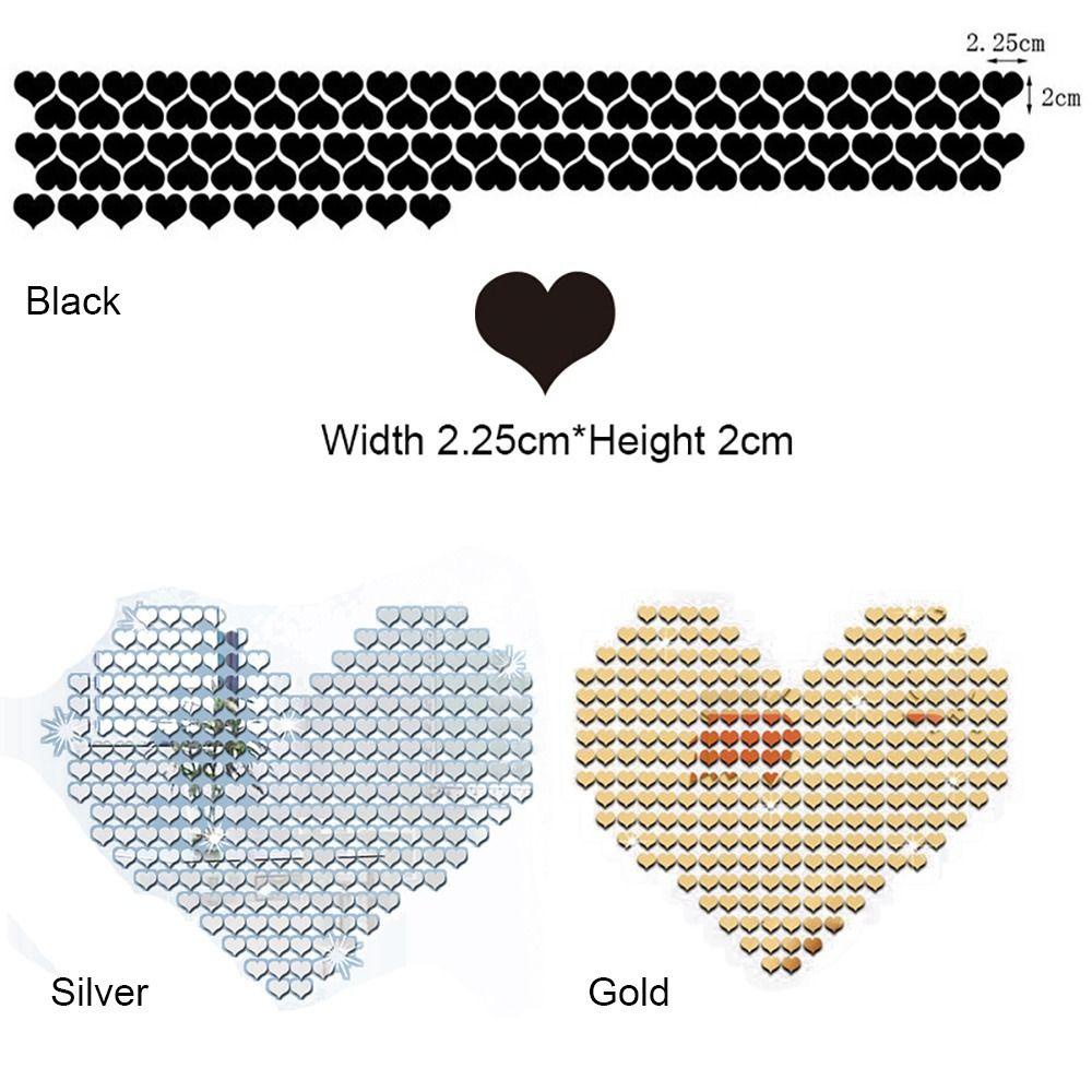 LONTIME Bộ 100 Miếng Dán Tường Tráng Gương Hình Trái Tim 2.25cm * 2cm Độc Đáo Trang Trí Văn Phòng