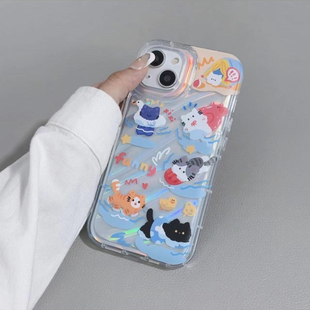 Ốp Điện Thoại Dẻo Màu Laser Họa Tiết Hoạt Hình Hello Kitty Dễ Thương Cho Iphone14 138p7 12 promax11 ASMR