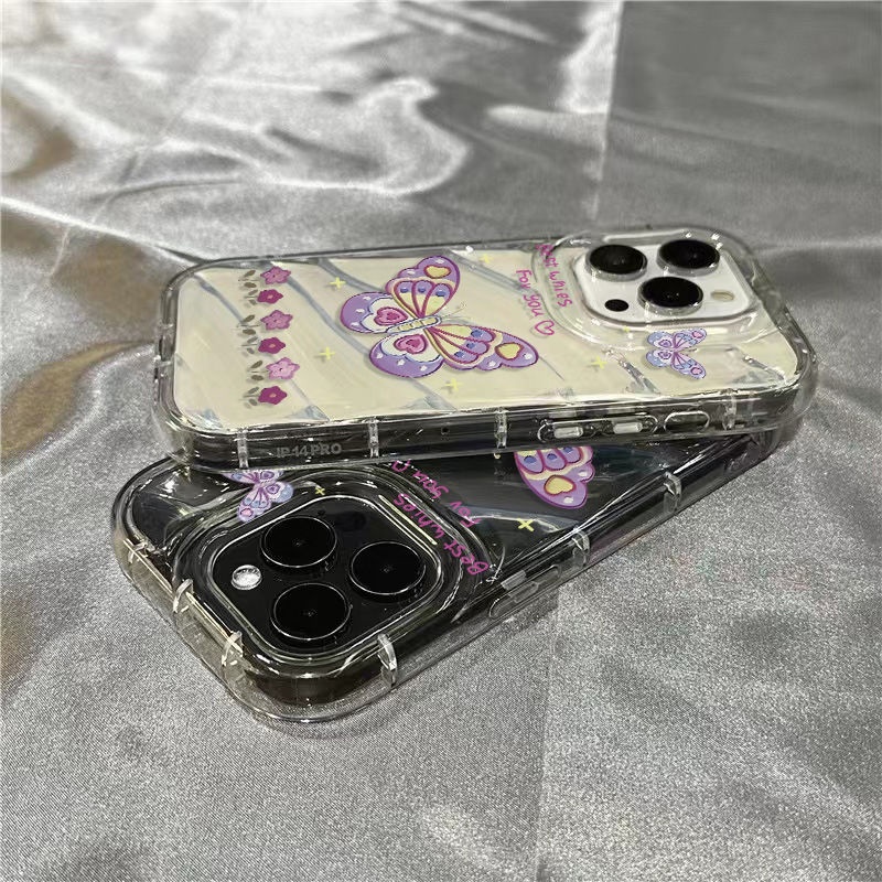 Ốp Điện Thoại Mềm Trong Suốt Họa Tiết Bướm Dễ Thương Cho Iphone 14Promax 8 1312 xr7 / 11plus KZ5A