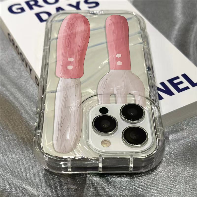 Nĩa Dao Tiện Lợi Đa Năng1181312Ốp Điện Thoại Mềm Trong Suốt Màu Hồng Cho iPhone14promax7sins / plus / xr