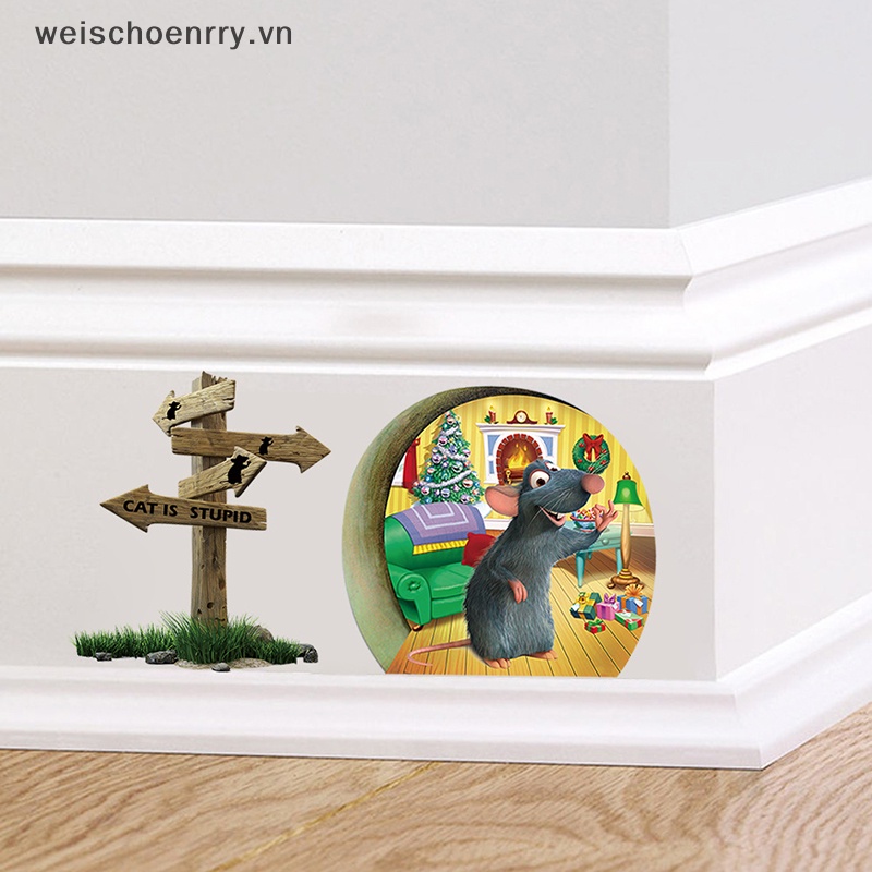 Giấy Dán Tường Trang Trí Nội Thất Hình Lỗ Chuột Nhỏ Tháo Được