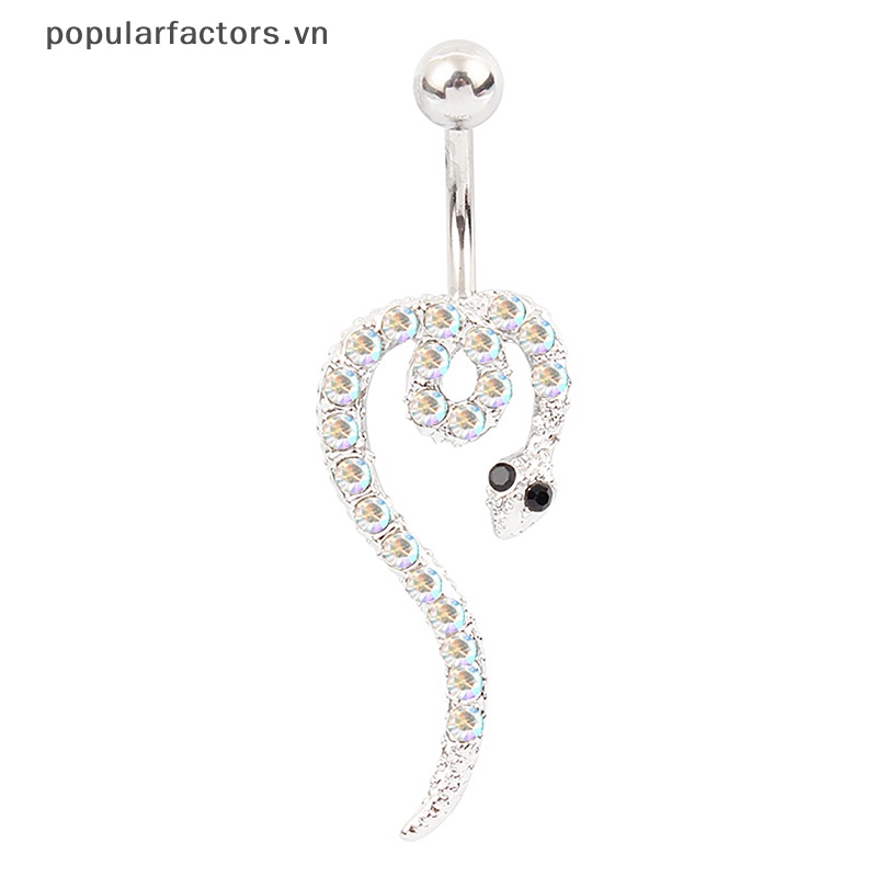 [Phổ Biến] Khuyên Rốn Bằng Thép Không Gỉ Hình Rắn Đính Kim Cương Quyến Rũ