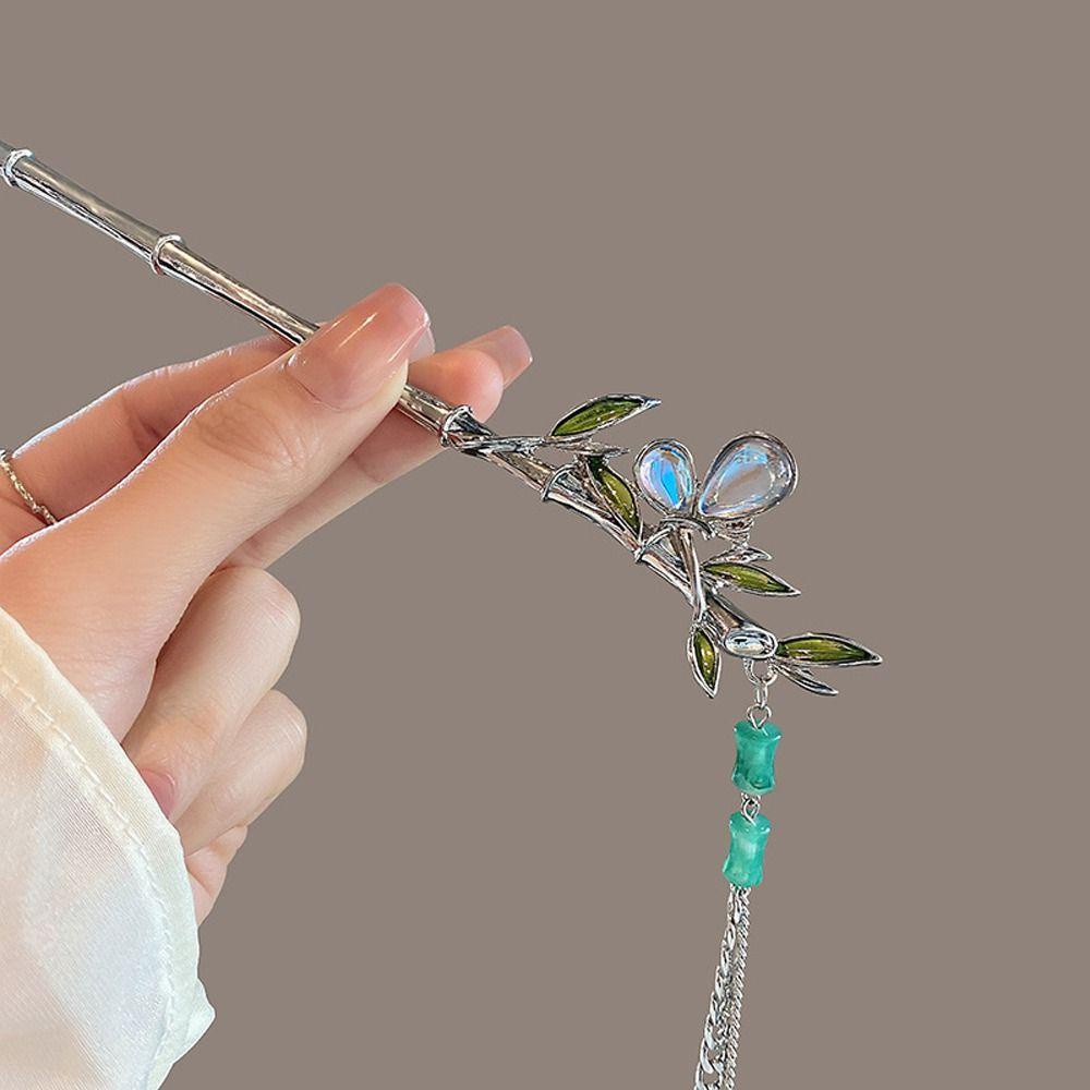 ANEMONE Trâm Cài Tóc Hình Chiếc Lá Phối Tua Rua Phong Cách Trung Hoa Cổ Điển Thời Trang Cho Nữ