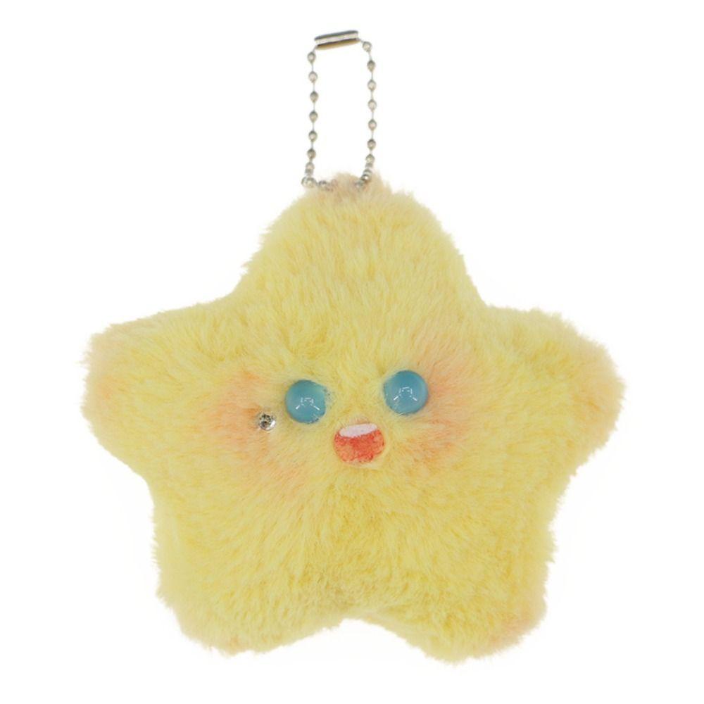 DARNELL Móc Khóa Bông Hình Ngôi Sao Năm Cánh Đính Banh Lông Dễ Thương Cho Bé