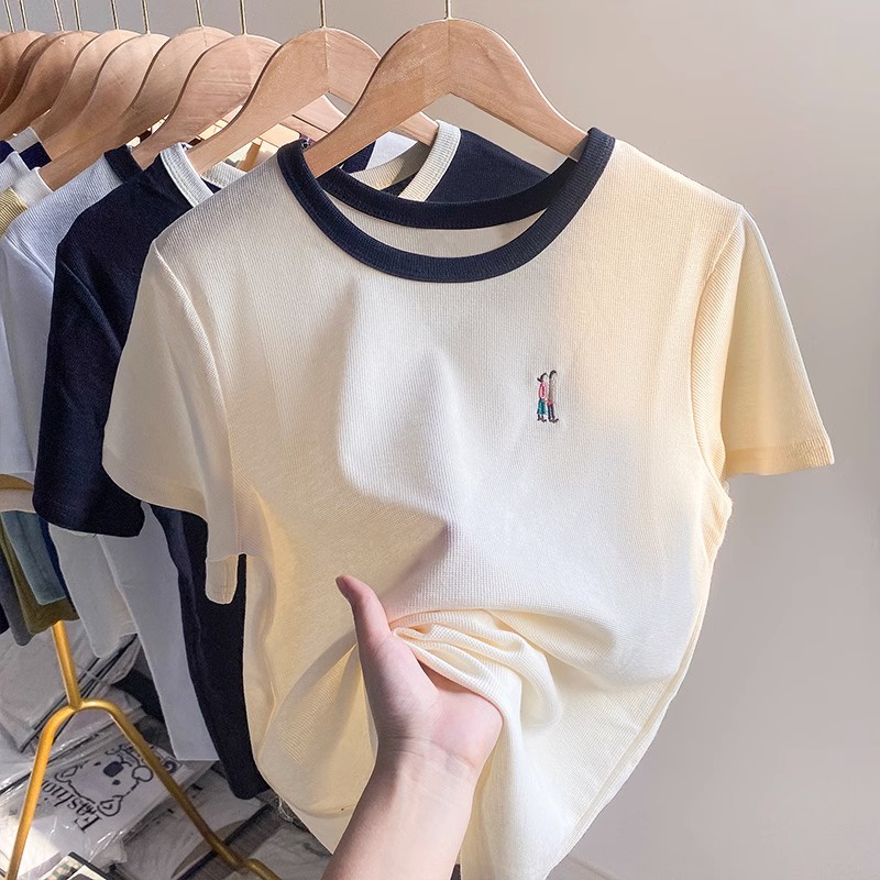 Áo phông áo thun áo quảng châu croptop áo thun màu be áo phông trắng áo phông đen trơn áo croptop basic cặp đôi