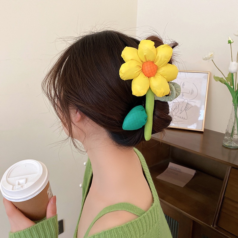 Kẹp Tóc 15cm Vải Cotton Họa Tiết Hoa Dễ Thương Cho Nữ